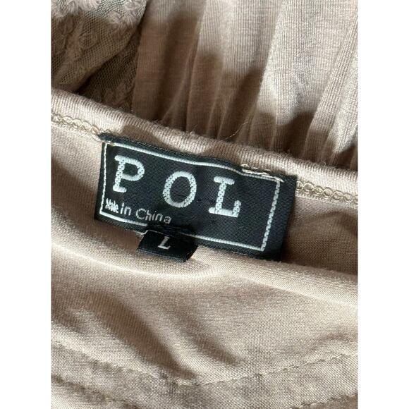 POL Mocha Long Sleeve Embroidered Yoke Flowy Tunic L NWOT - Picture 8 of 8